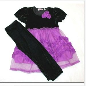 Girl Code Outfit Sz 6 Black Purple Rosette Dressy
